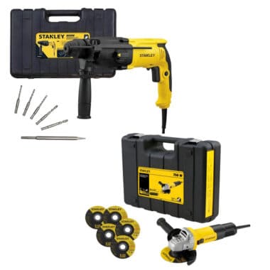 STANLEY COMBO ROTOMARTILLO 800W SHR263KB3+PULIDORA 4 1/2" SG7115KD-B3+5 DISCOS